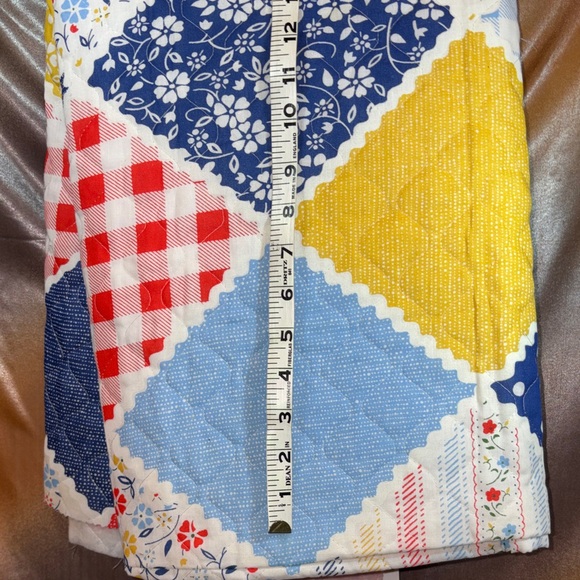 Vintage Colorful Patchwork Quilt backing. Has thin batting in back polyester. B8